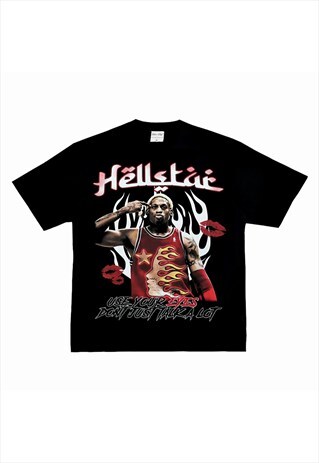 BLACK DENNIS RODMAN FANS RETRO T SHIRT TEE