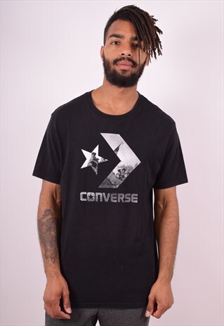 CONVERSE MENS VINTAGE T-SHIRT TOP MEDIUM BLACK 90S