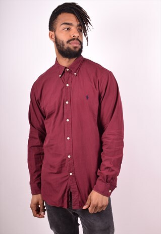 RALPH LAUREN MENS VINTAGE SHIRT LARGE MAROON 90S
