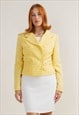 VINTAGE PREPPY DOUBLE BREASTED CROPPED BLAZER IN YELLOW XS