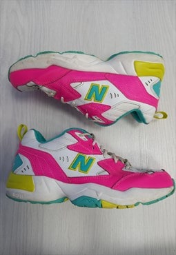 Nb 608 Trainers White Pink Teal Low Top Retro