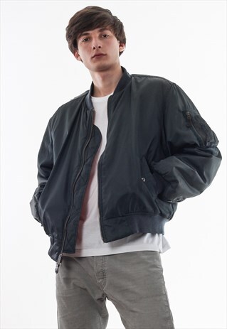 VINTAGE ALPHA INDUSTRIES MA-1 FLYING BOMBER 90S GREY