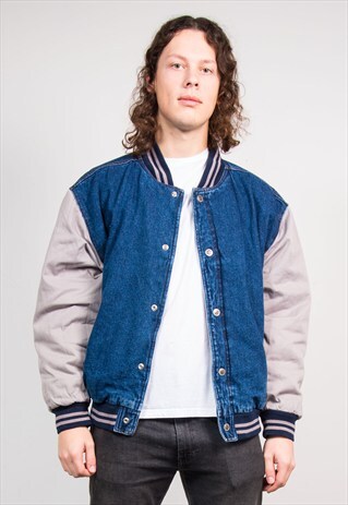 VINTAGE 90'S USA BASEBALL STYLE DENIM JACKET