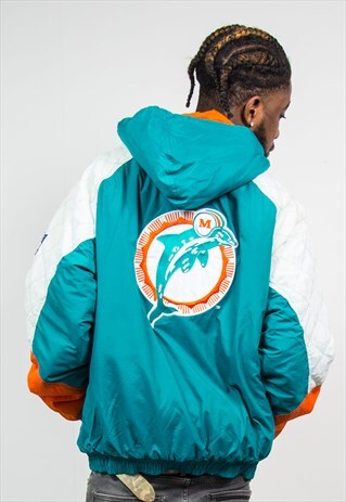 VINTAGE 90'S STARTER MIAMI DOLPHINS PADDED COAT JACKET NFL