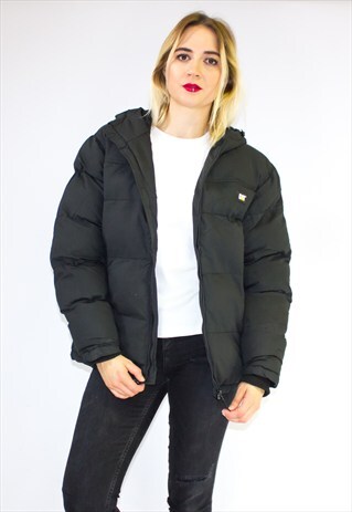 90'S STYLE NAVY HOODED PUFFER JACKET