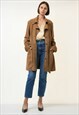 LEATHER LINED OVERSIZED BROWN SUEDE TRENCH OUTWEAR 4335