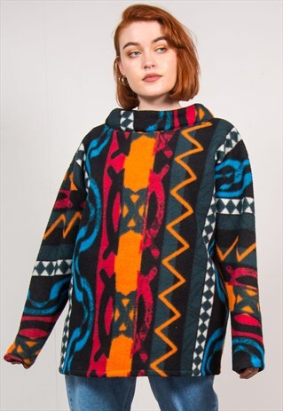 VINTAGE MULTICOLOUR FLEECE JUMPER FESTIVAL