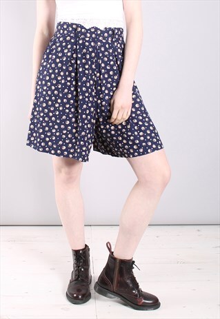 VINTAGE 80S SPOTTY PATTERNED PLEAT FRONT CULOTTE SHORTS