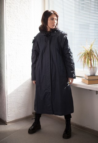 VINTAGE 80'S HIGH COLLAR NAVY COAT