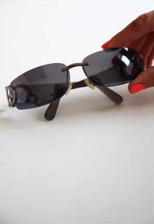 VINTAGE RIMLESS FRAME, DARK GREY LENSES