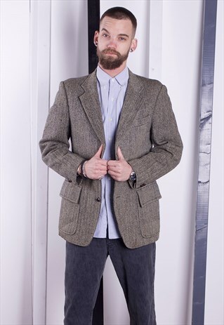 HARRIS TWEED JACKET. 1970S VINTAGE BLAZER. UNISEX.