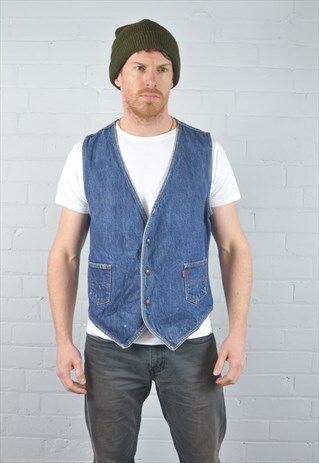 VINTAGE LEVI'S DARK BLUE DISTRESSED WAISTCOAT