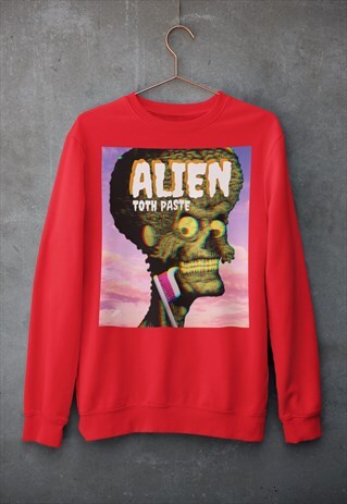 ALIEN MARTIAN TOOTH PASTE SMILE DENTIST SKY SWEATSHIRT RETRO