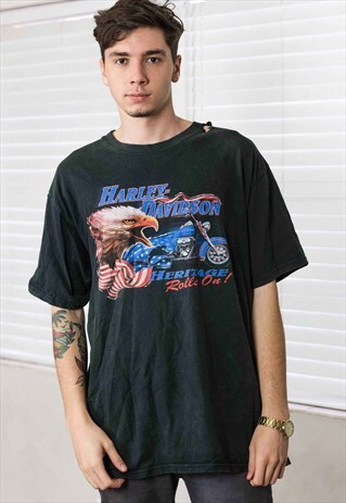 VINTAGE HARLEY-DAVIDSON T-SHIRT LOGO 90S XL 10.7