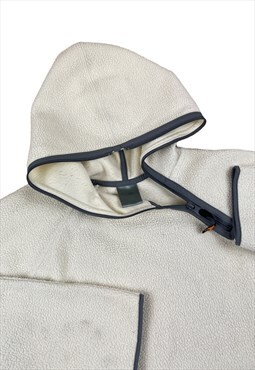 Nike Vintage Y2K Cream hooded fleece Grey side zip opening