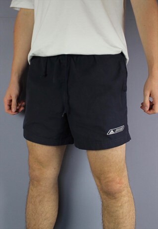 VINTAGE ADIDAS SHORTS IN NAVY WITH POCKETS, EMBROIDERED LOGO
