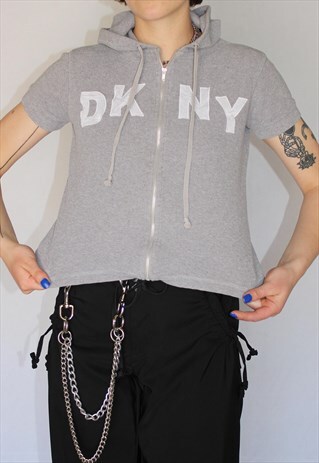 VTG 90S DKNY ZIP UP SHORT SLEEVE TOP