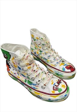 Customized anchor trainers Elmo paint sneakers in white