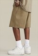 KHAKI WASHED HEAVY COTTON RELAXED FIT SHORTS