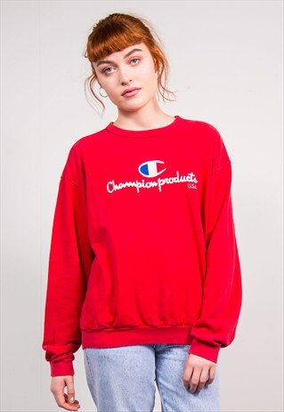 VINTAGE 90'S CHAMPION RED SWEATSHIRT JUMPER