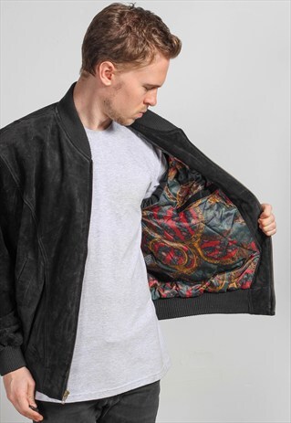 VINTAGE OVERSIZED SUEDE BOMBER JACKET