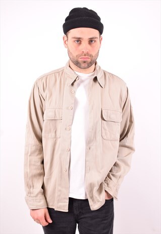 LEE MENS VINTAGE SHIRT LARGE BEIGE 90'S
