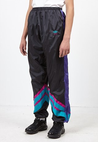 VINTAGE RETRO BLACK ADIDAS TRACK BOTTOMS JOGGERS