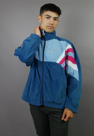 PINK & BLUE DIADORA VELOUR SHELL TRACK JACKET