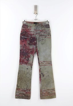 Vintage Just Cavalli Patterned Flare Low Waist Jeans - 44
