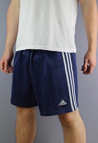 VINTAGE ADIDAS SHORTS IN BLUE WITH LOGO AND DRAWSTRINGS. SIZ