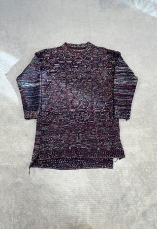 VINTAGE KNITTED JUMPER ABSTRACT PATTERNED KNIT SWEATER