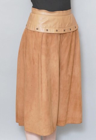 VINTAGE 1970'S SOFT CAMEL SUEDE AND LEATHER CULOTTES