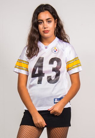 REEBOK VINTAGE 90'S WHITE NFL PITTSBURGH STEELERS JERSEY