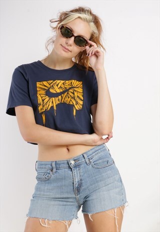 VINTAGE REWORKED NIKE CROP TOP BLUE Z416