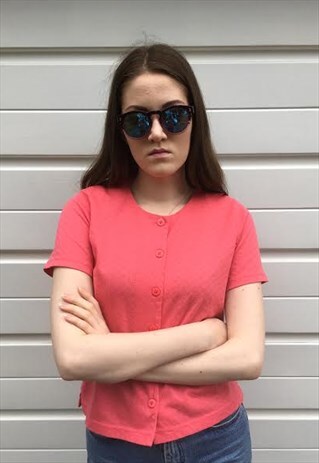 WOMENS VINTAGE BOHO FESTIVAL PINK SHORT SLEEVE FLORAL BLOUSE