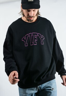 Sweatshirt in Black with Pink Spell out Logo