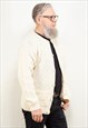 VINTAGE 90'S MEN CABLE KNIT CARDIGAN IN CREAM