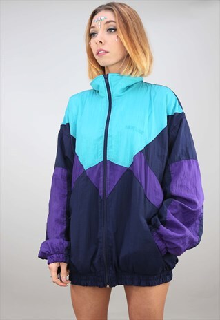 VINTAGE 80S 90S OVERSIZED FESTIVAL SHELL WINDBREAKER JACKET