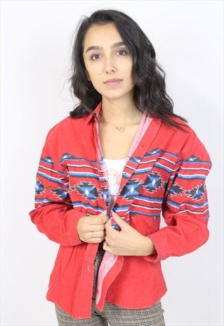 VINTAGE 90'S WESTERN STYLE RED SHIRT
