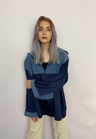 VINTAGE 90S BLUE CORDUROY HOODIE JACKET
