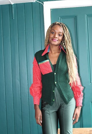 70S SHIRT UPCLYCLED WITH WOOL VINTAGE CARDIGAN