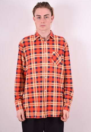 MENS VINTAGE SHIRT LARGE MULTI CHECK 90S