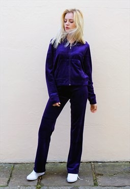 Velour Tracksuits With Long Sleeves in purple