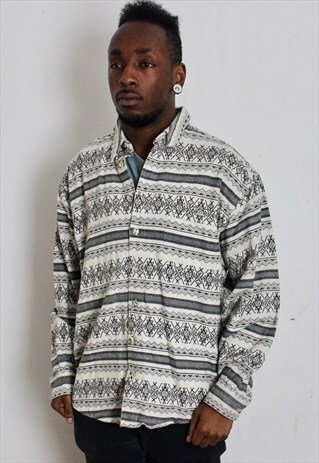 VINTAGE NAVAJO STYLE FLANNEL SHIRT MEDIUM