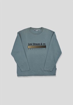 Vintage 90s Levi's Embroidered Logo Sweatshirt in Turquoise