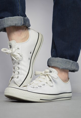 VINTAGE 90S CONVERSE WHITE LEATHER OX SHOES GRUNGE PREPPY