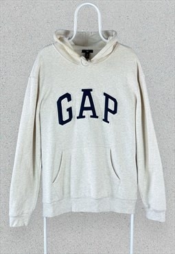 Gap Cream Hoodie Arc Logo Embroidered Spell Out Mens XL