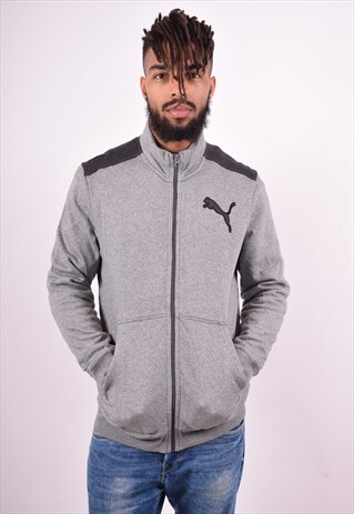 PUMA MENS VINTAGE TRACKSUIT TOP JACKET MEDIUM GREY 90'S