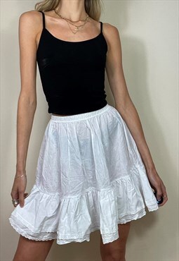 Vintage Y2K Gypsy Skirt Boho Fairy Summer White Mini Midi