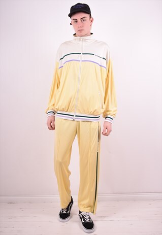 MENS VINTAGE FULL TRACKSUIT LARGE YELLOW 90'S